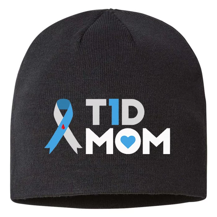 T1D Mom  Diabetes Awareness Type 1 Insulin Mother 8 1/2in Sustainable Knit Beanie