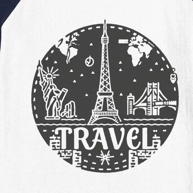 Travel More Design With A European Tower Baseball Sleeve Shirt