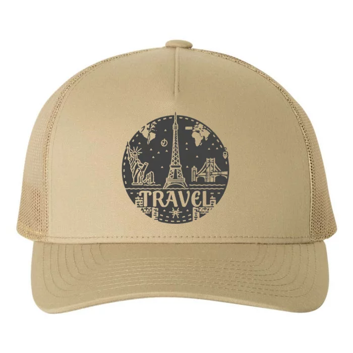 Travel More Design With A European Tower Yupoong Adult 5-Panel Trucker Hat