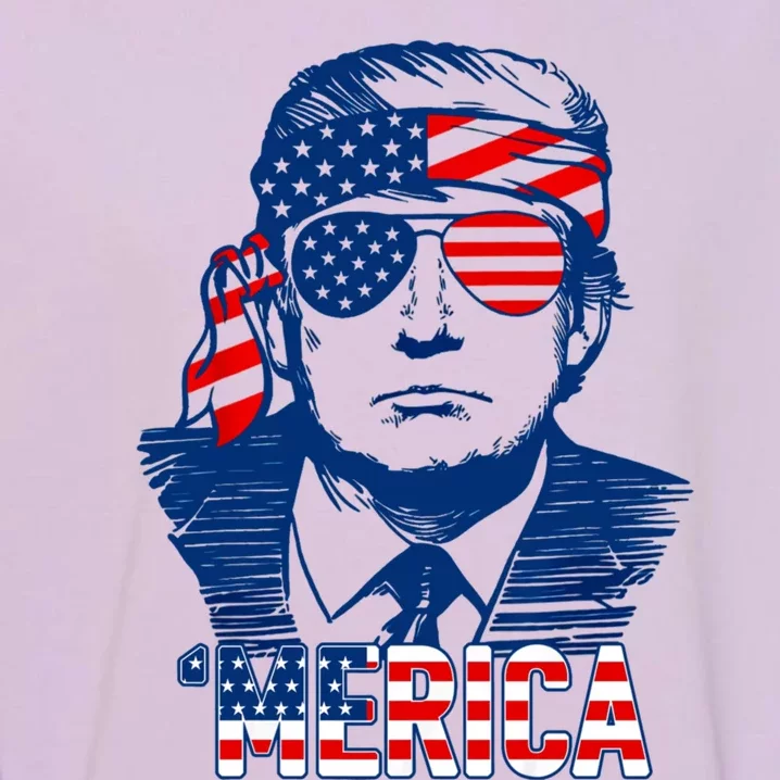 Trump Merica Donald Trump Funny 4th Of July Pro Trump Garment-Dyed Sweatshirt