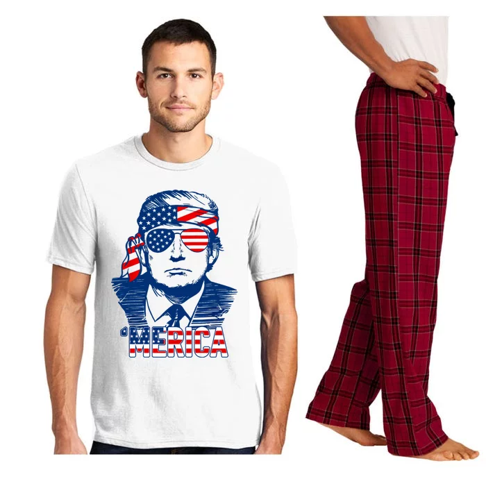 Trump Merica Donald Trump Funny 4th Of July Pro Trump Pajama Set