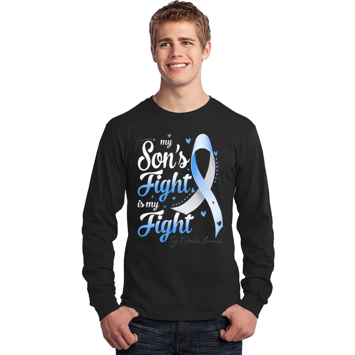 T1D Mom Dad Parents My Son's Fight Type 1 Diabetes Awareness Long Sleeve Shirt