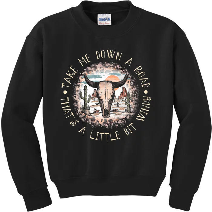 Take Me Down A Road Thats A Little Bit Windy Western Deserts Kids Sweatshirt