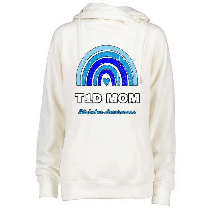 T1d Mom Diabetes Diabetic Awareness November 14 Boho Rainbow Gift Womens Funnel Neck Pullover Hood