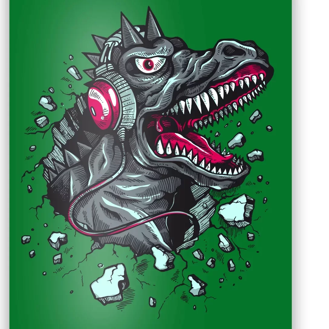 Trex Monster DJ Headphone Breakthrough Poster