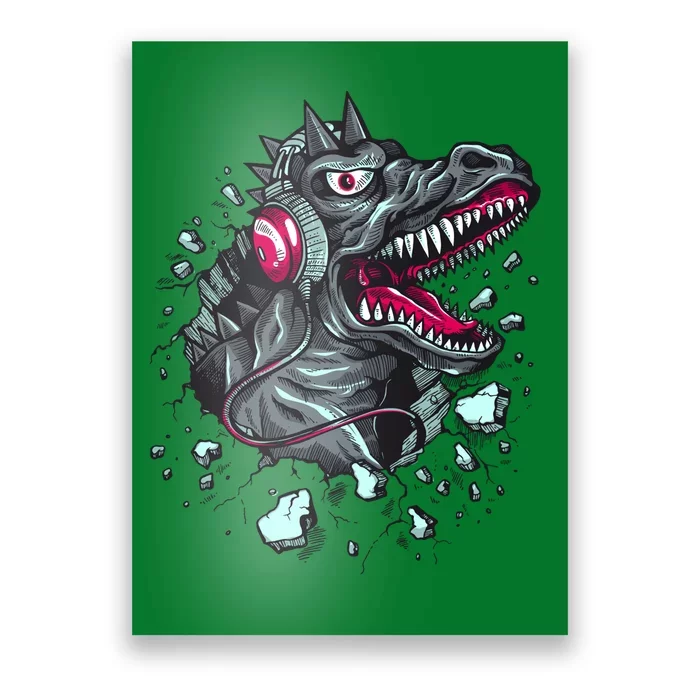 Trex Monster DJ Headphone Breakthrough Poster