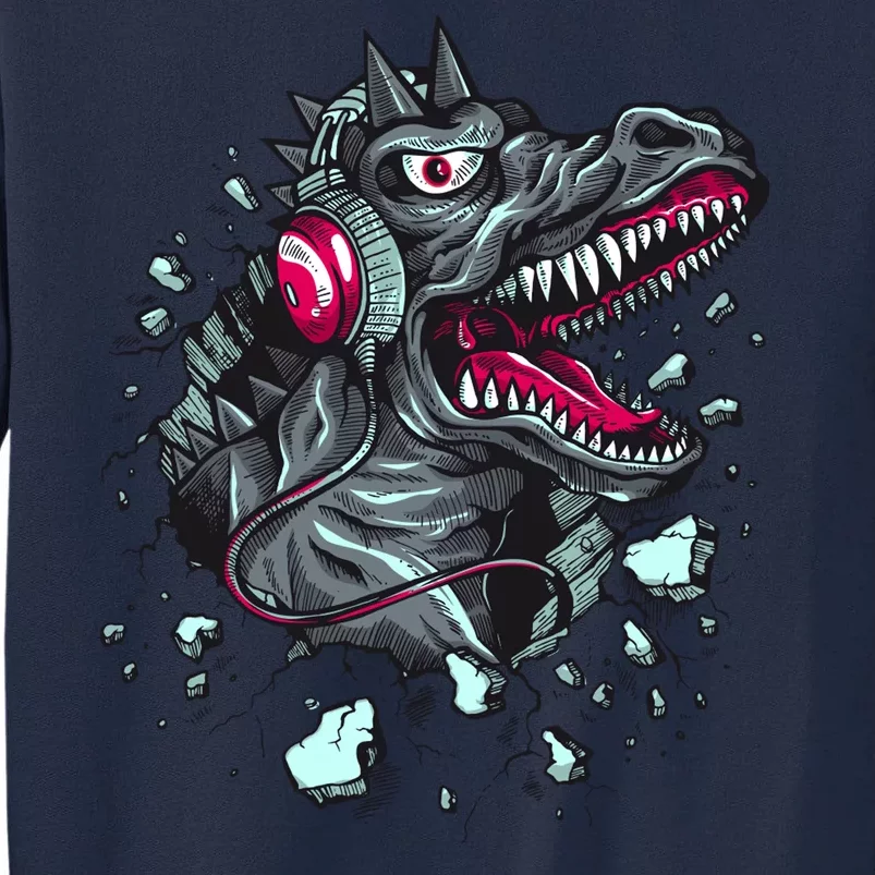 Trex Monster DJ Headphone Breakthrough Tall Sweatshirt