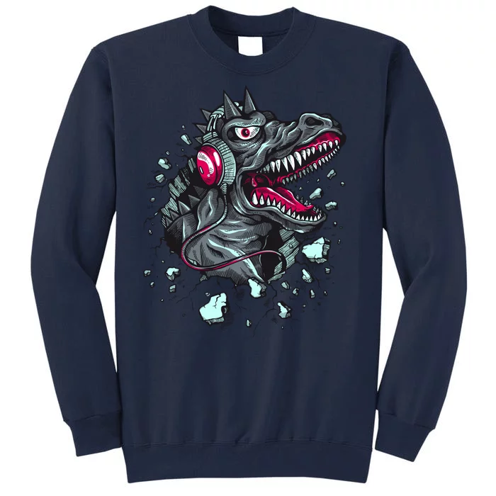 Trex Monster DJ Headphone Breakthrough Tall Sweatshirt