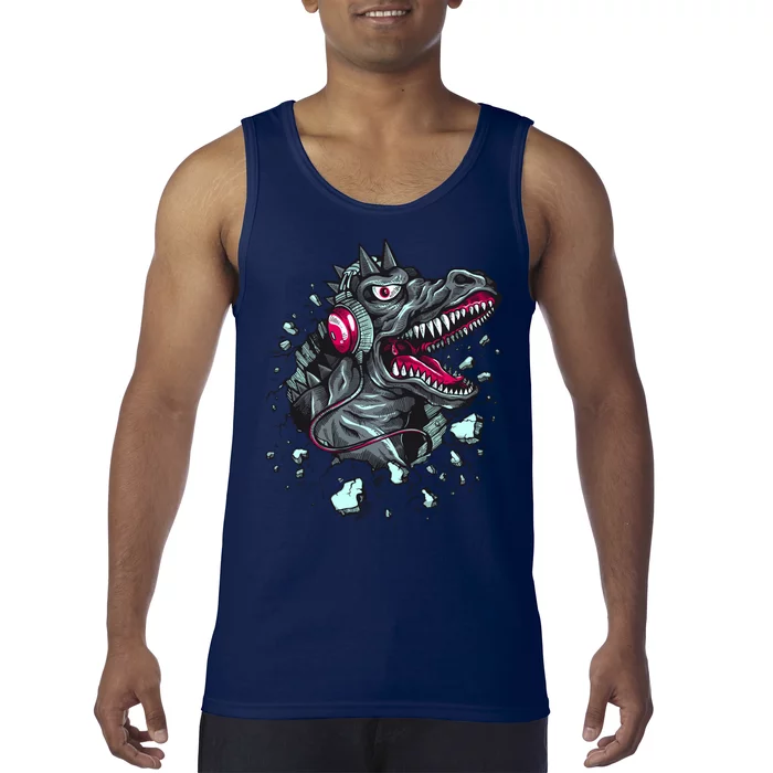 Trex Monster DJ Headphone Breakthrough Tank Top