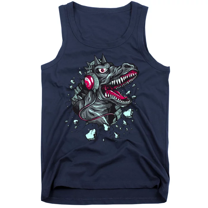 Trex Monster DJ Headphone Breakthrough Tank Top