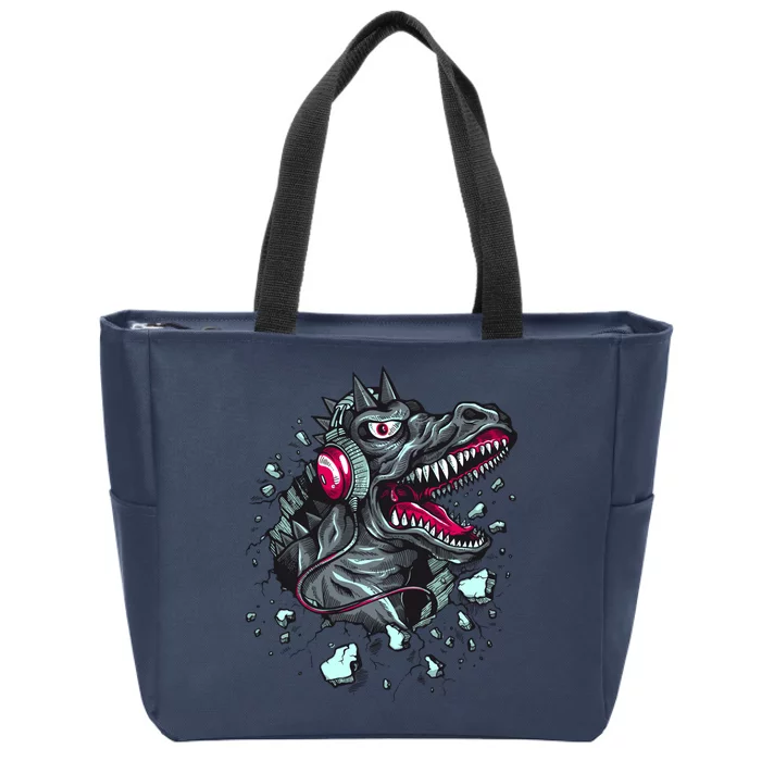 Trex Monster DJ Headphone Breakthrough Zip Tote Bag