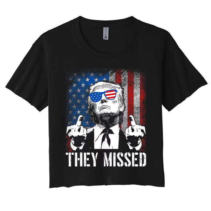 They Missed Donald Trump Shot Trump 2024 Women's Crop Top Tee