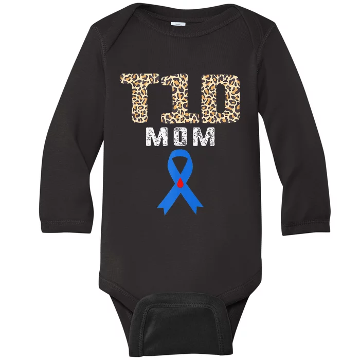 T1D Mom Diabetes Awareness Ribbon Insulin Mother day Leopard Baby Long Sleeve Bodysuit