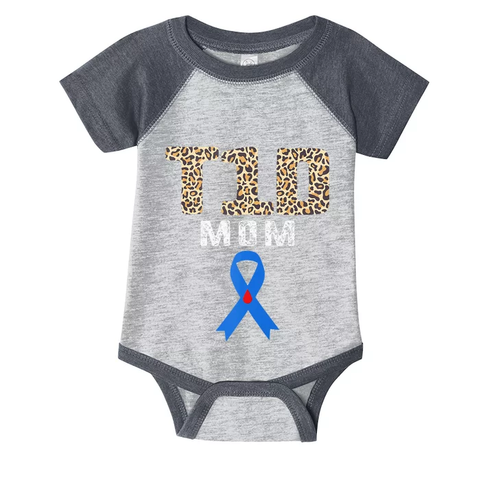 T1D Mom Diabetes Awareness Ribbon Insulin Mother day Leopard Infant Baby Jersey Bodysuit