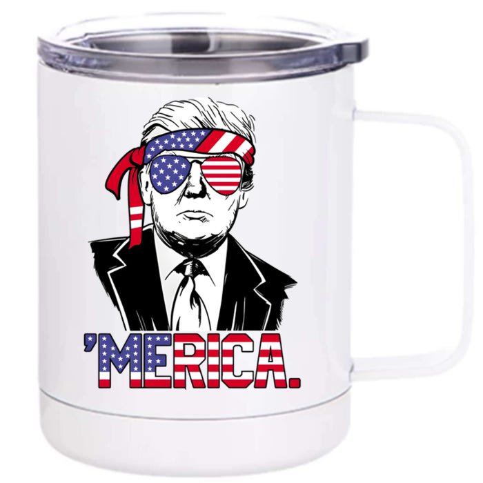 Trump Merica Donald Trump Meaningful Gift Front & Back 12oz Stainless Steel Tumbler Cup