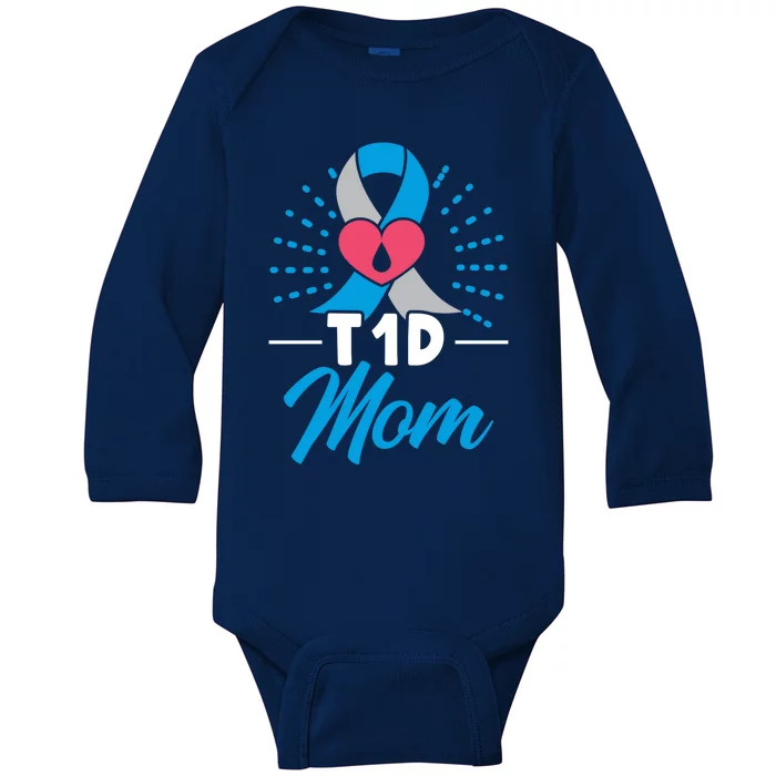 T1d Mom Diabetes Warrior Diabetes Awareness Diabetic Meaningful Gift Baby Long Sleeve Bodysuit