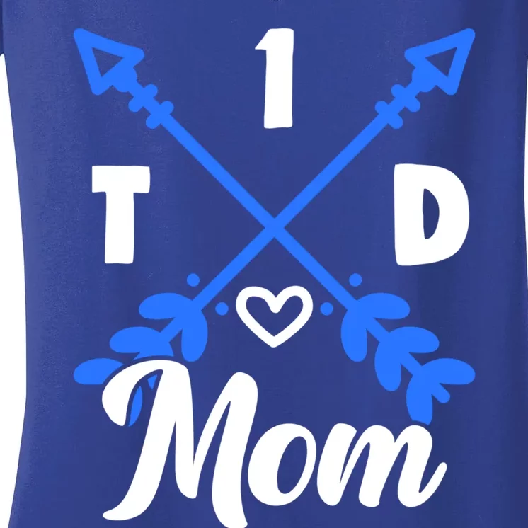 T1d Mom Diabetes Warrior Diabetic Diabetes Awareness Gift Women's V-Neck T-Shirt