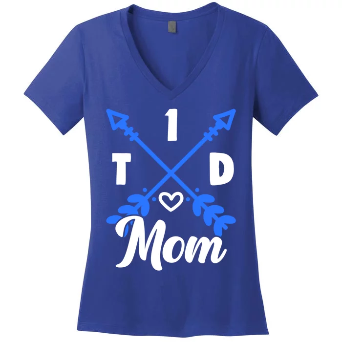 T1d Mom Diabetes Warrior Diabetic Diabetes Awareness Gift Women's V-Neck T-Shirt