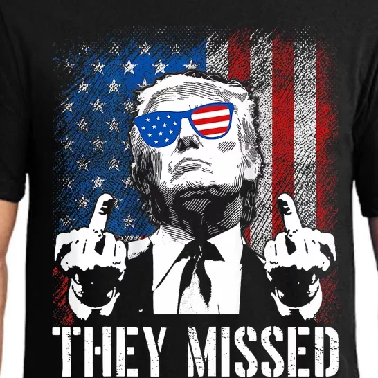 They Missed Donald Trump Shot Trump 2024 Us American Flag Pajama Set