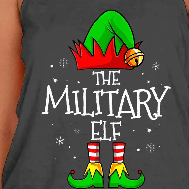 The Military Elf Group Matching Family Christmas Women's Knotted Racerback Tank