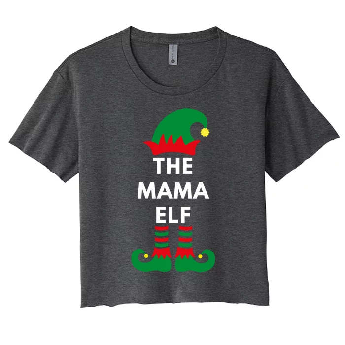 The Mama Elf Christmas Elves Santa Matching Family Gift Women's Crop Top Tee