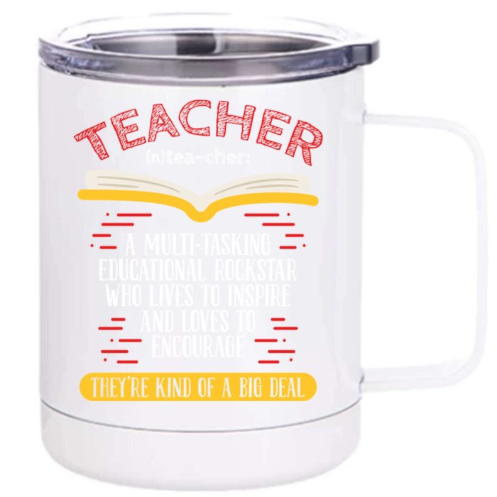 Teacher Multitasking Educational Rockstar Teaching Saying Meaningful Gift Front & Back 12oz Stainless Steel Tumbler Cup