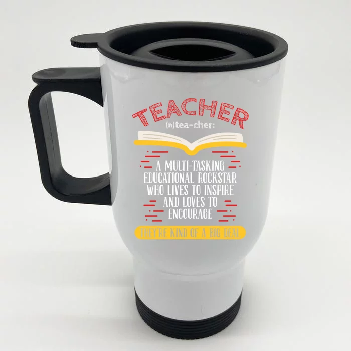 Teacher Multitasking Educational Rockstar Teaching Saying Meaningful Gift Front & Back Stainless Steel Travel Mug