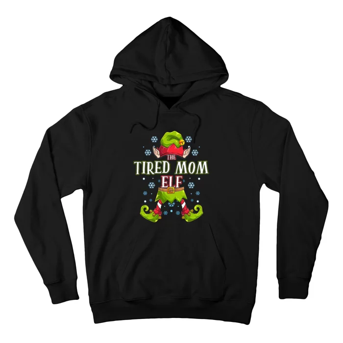 Tired Mom Elf Matching Family Group Christmas Party Hoodie