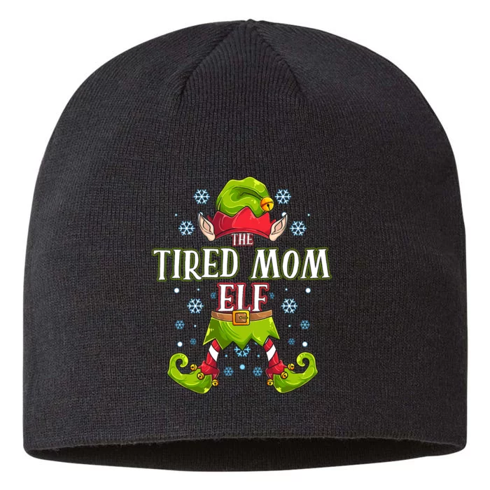 Tired Mom Elf Matching Family Group Christmas Party 8 1/2in Sustainable Knit Beanie