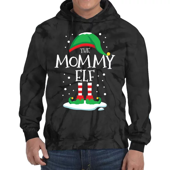 The Mommy Elf Christmas Family Matching Xmas Mom Group Funny Tie Dye Hoodie