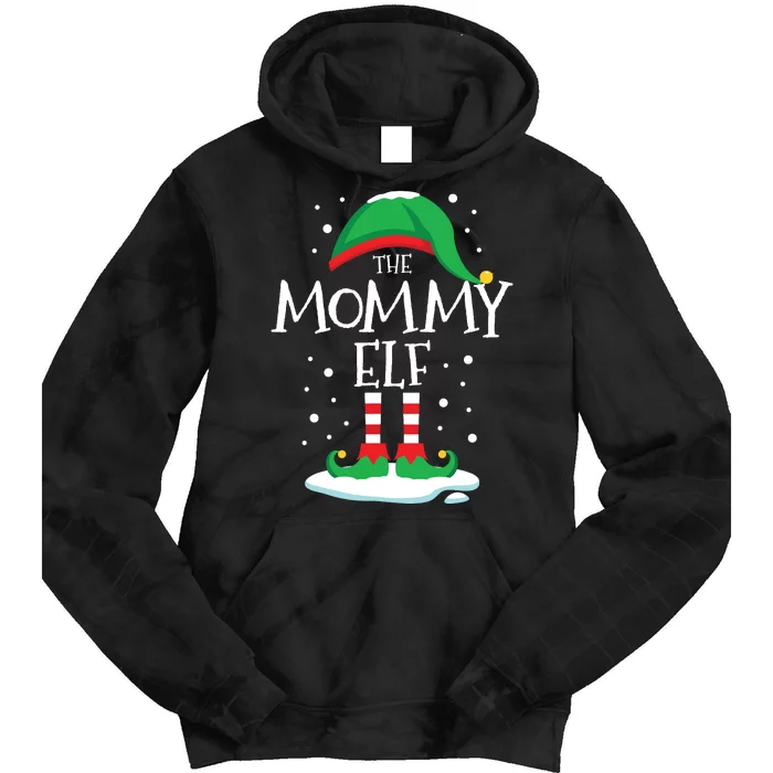 The Mommy Elf Christmas Family Matching Xmas Mom Group Funny Tie Dye Hoodie