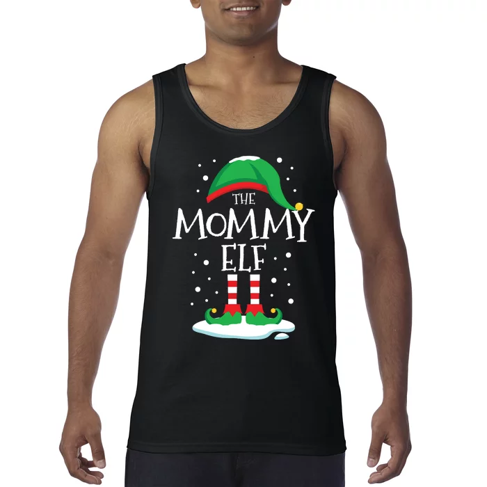 The Mommy Elf Christmas Family Matching Xmas Mom Group Funny Tank Top