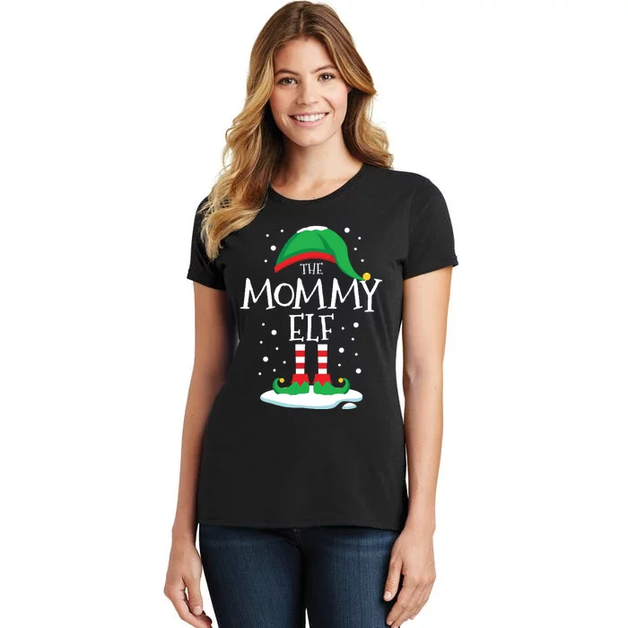 The Mommy Elf Christmas Family Matching Xmas Mom Group Funny Women's T-Shirt