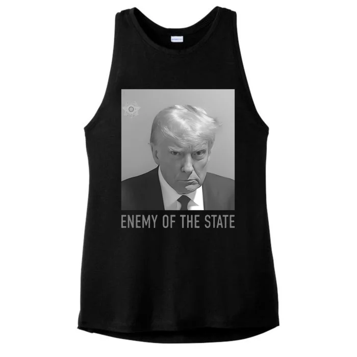 Trump Mugshot Enemy Of The State Ladies Tri-Blend Wicking Tank