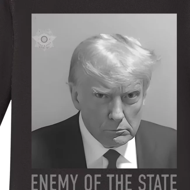 Trump Mugshot Enemy Of The State Baby Long Sleeve Bodysuit