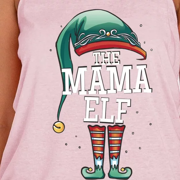 The Mama Elf Christmas Outfit For Mum Elf And Mother Great Gift Women's Knotted Racerback Tank