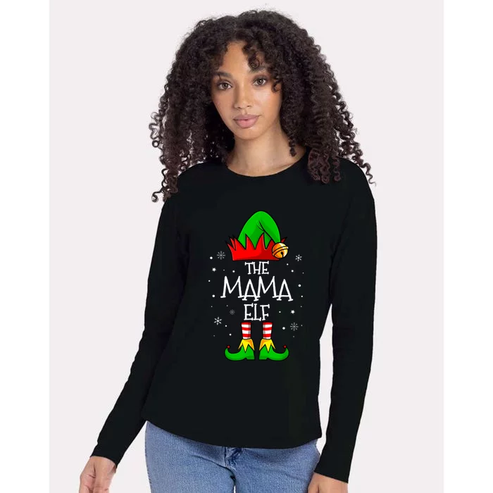 The Mama Elf Group Matching Family Christmas Mom Cool Gift Womens Cotton Relaxed Long Sleeve T-Shirt