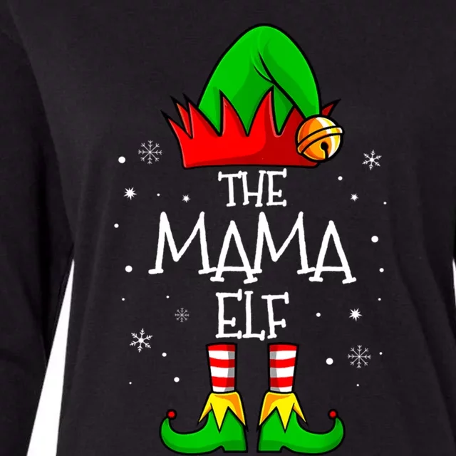 The Mama Elf Group Matching Family Christmas Mom Cool Gift Womens Cotton Relaxed Long Sleeve T-Shirt