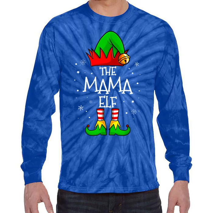 The Mama Elf Group Matching Family Christmas Mom Cool Gift Tie-Dye Long Sleeve Shirt