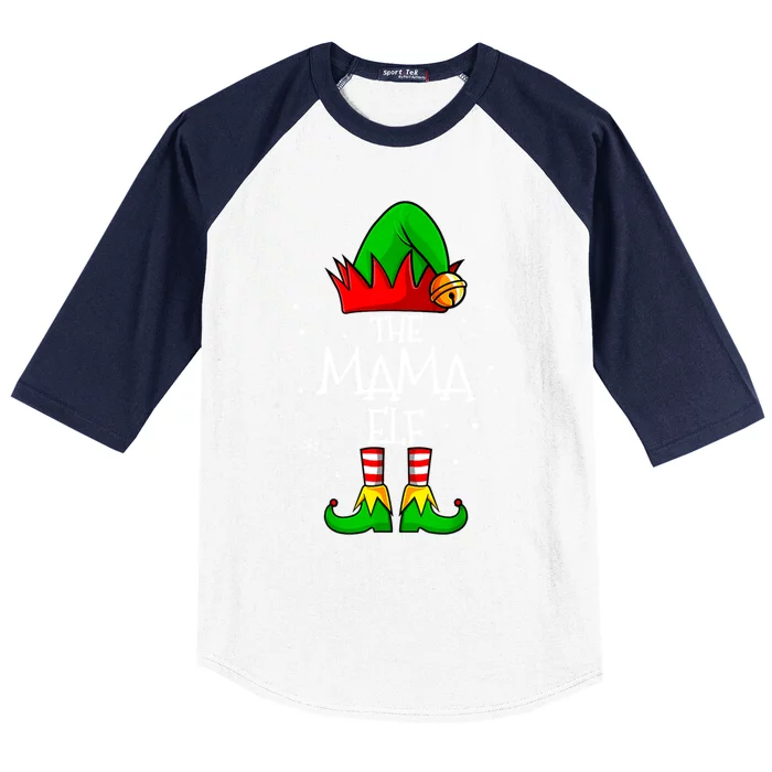 The Mama Elf Group Matching Family Christmas Mom Cool Gift Baseball Sleeve Shirt