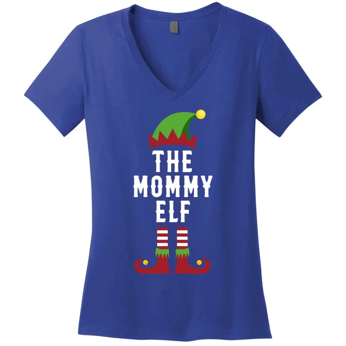 The Mommy Elf Christmas Funny Gift For Mom Mum Or Mother Gift Women's V-Neck T-Shirt