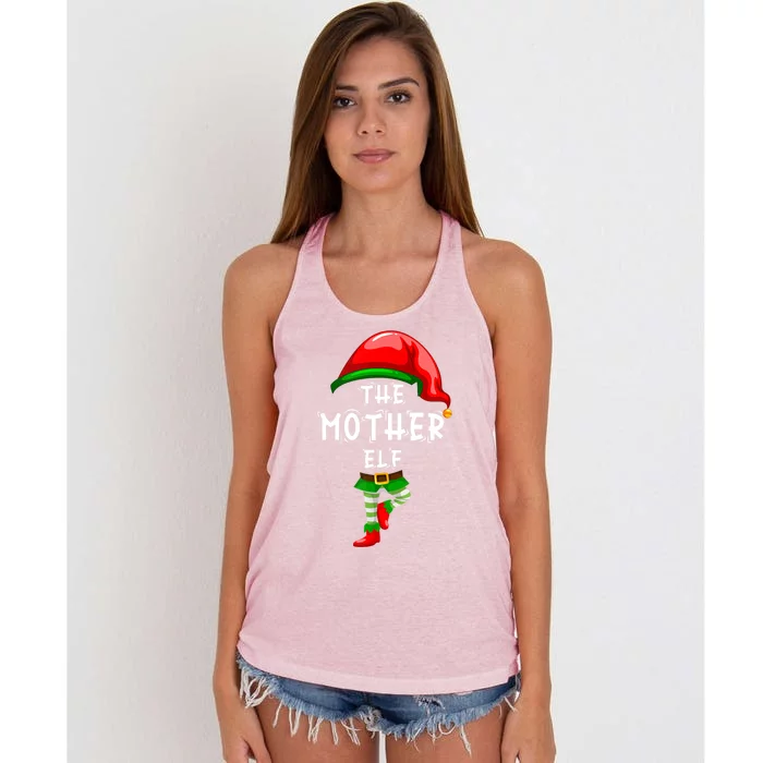 The Mother Elf Family Matching Group Idea Christmas Funny Gift Women's Knotted Racerback Tank