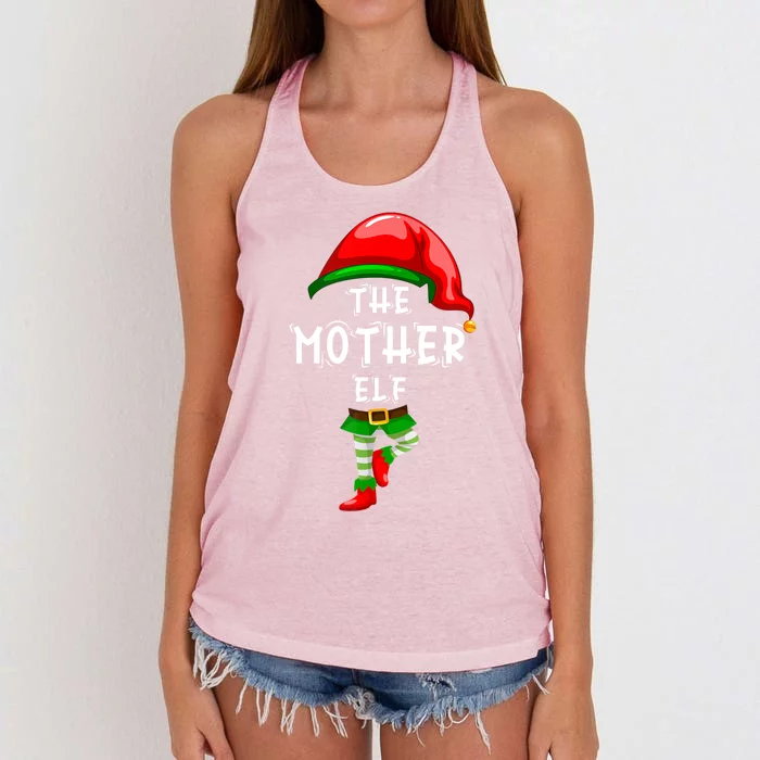 The Mother Elf Family Matching Group Idea Christmas Funny Gift Women's Knotted Racerback Tank