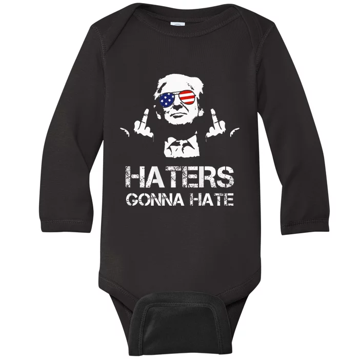 Trump Middle Finger Haters Gonna Hate Donald Trump Baby Long Sleeve Bodysuit