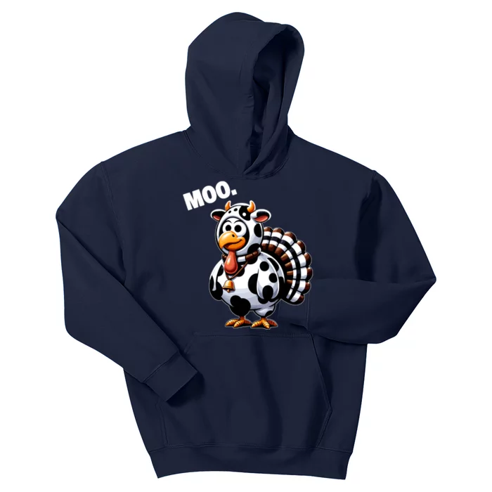 Turkey Moo Funny Thanksgiving Kids Hoodie