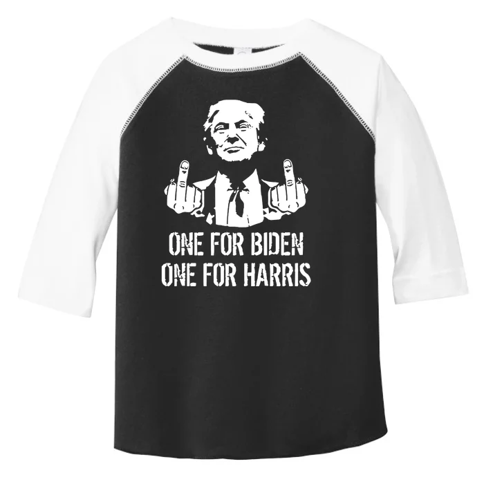 Trump Middle Finger One For Biden One For Harris Toddler Fine Jersey T-Shirt