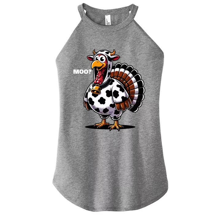 Turkey Moo Funny Thanksgiving Women’s Perfect Tri Rocker Tank