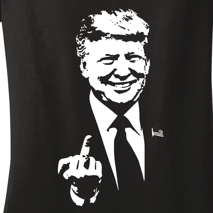 Trump Middle Finger Trump Fu 2024 Trump For President Women's V-Neck T-Shirt