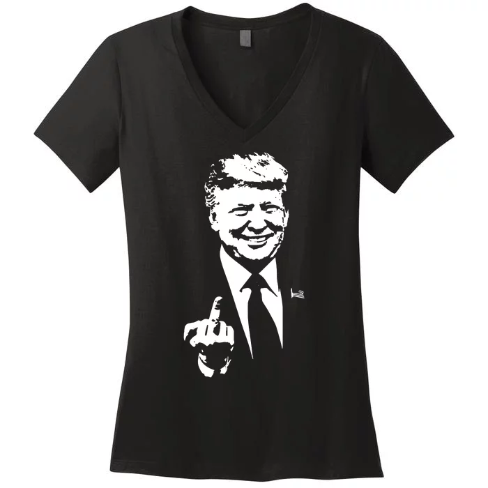 Trump Middle Finger Trump Fu 2024 Trump For President Women's V-Neck T-Shirt