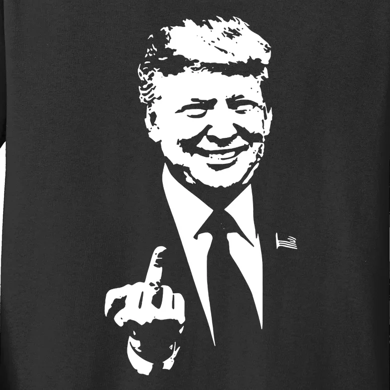 Trump Middle Finger Trump Fu 2024 Trump For President Kids Long Sleeve Shirt